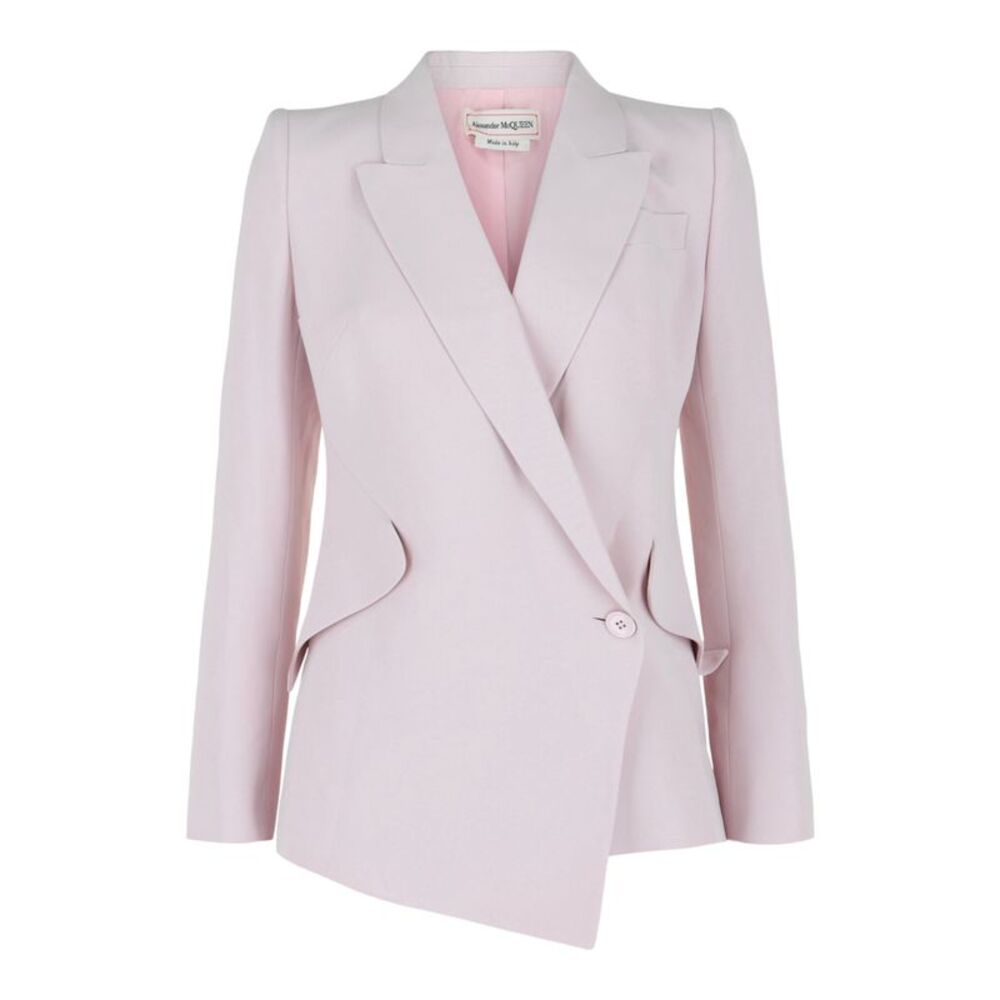 Alexander McQueen Asymmetric Double Breasted Blazer Pink Womens